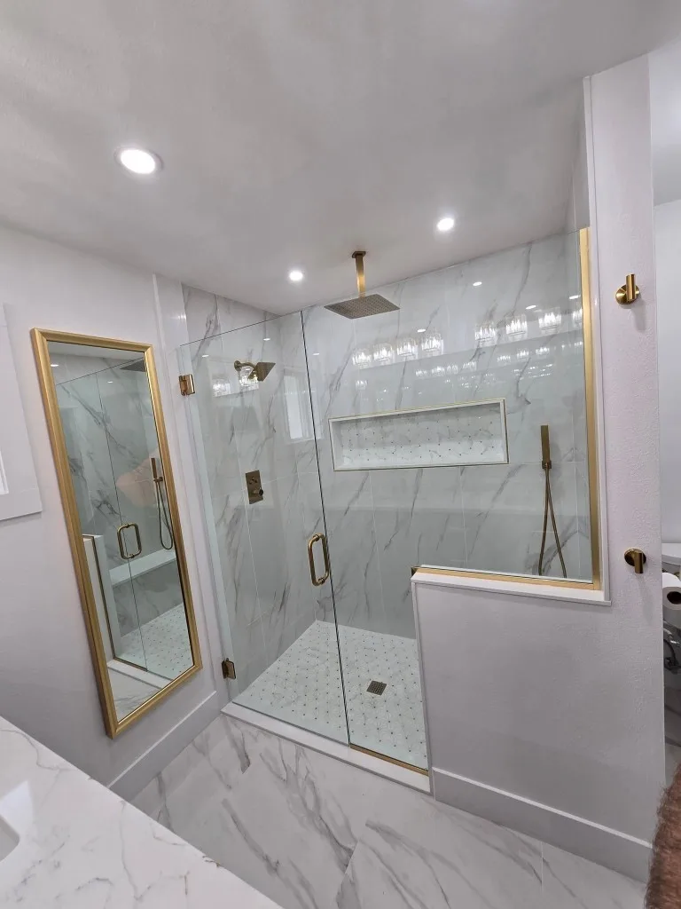Shower enclosure glass in a San Jose bathroom